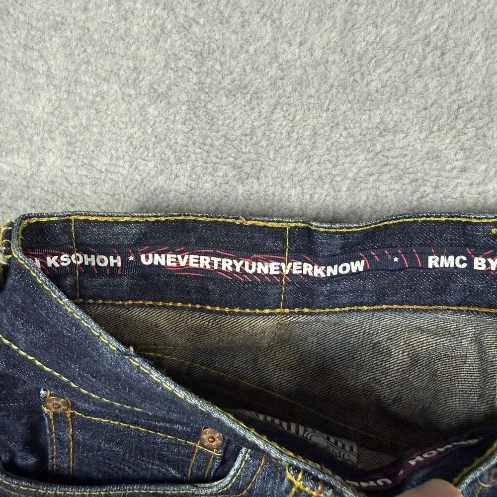 Red Monkey Company RMC Martin Ksohoh Mens Jeans 31x34 Dark Wash Indigo Embroider